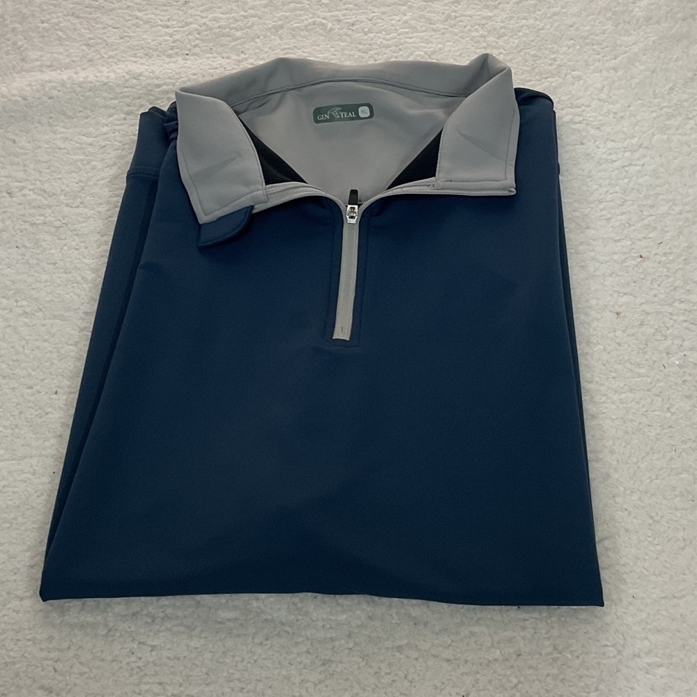 GEN TEAL Men's Navy and Light Gray zip down vest